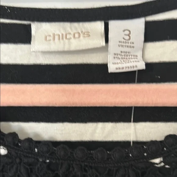 Chico's Black and White Striped Lace Blouse - Picture 4 of 8